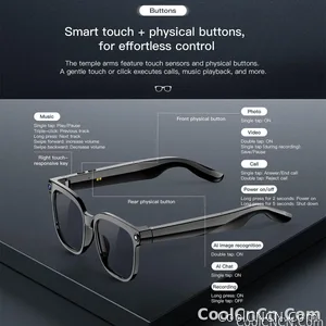 AI Smart Glasses Camera Sunglasses Wireless Bluetooth Touch Call Meeting For Men Real Time Translation Glasses With Camera Music - view 16
