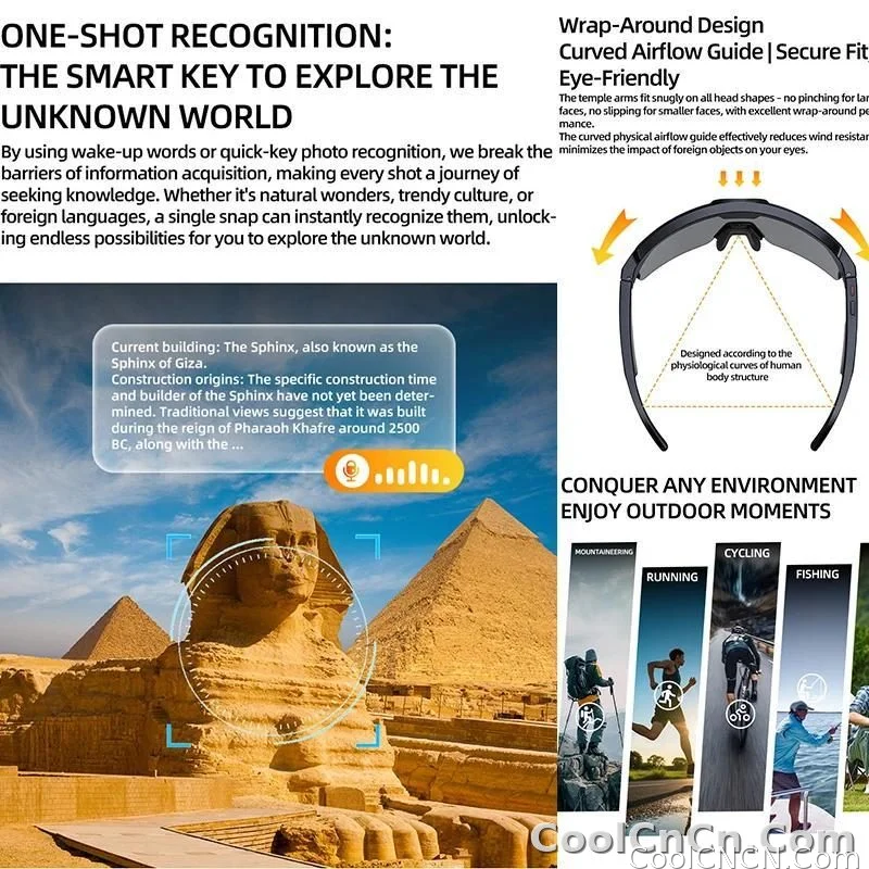 2026 Smart Cycling Glasses Sun Protection Listening to Music Taking Photo and Video AI Translation Voice Assistant Smart Glasses - detail