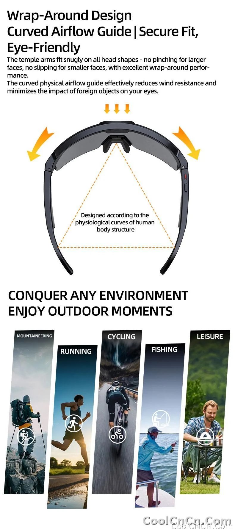2026 Smart Cycling Glasses Sun Protection Listening to Music Taking Photo and Video AI Translation Voice Assistant Smart Glasses - detail