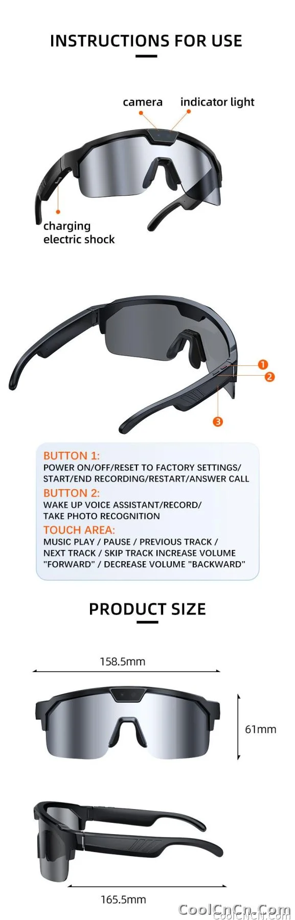 2026 Smart Cycling Glasses Sun Protection Listening to Music Taking Photo and Video AI Translation Voice Assistant Smart Glasses - detail