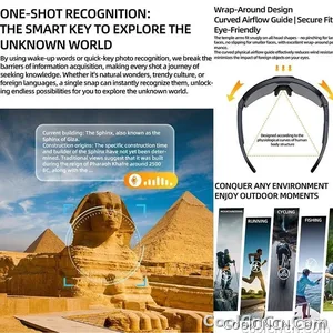 2026 Smart Cycling Glasses Sun Protection Listening to Music Taking Photo and Video AI Translation Voice Assistant Smart Glasses - view 7