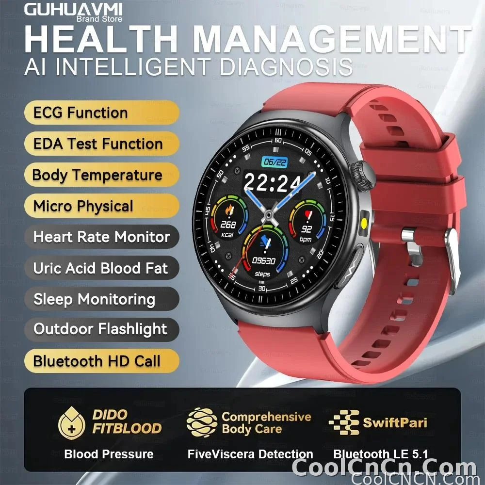 CoolWiz New Healthcare-Grade Smartwatch — Health Monitoring (Uric Acid, Lipids), ECG + PPG, Temperature, BMI, Bluetooth Calls, iOS Health smartwatch for outdoor sports and everyday use - detail