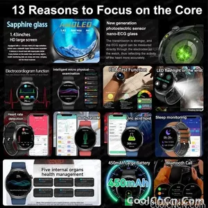 CoolWiz New Healthcare-Grade Smartwatch — Health Monitoring (Uric Acid, Lipids), ECG + PPG, Temperature, BMI, Bluetooth Calls, iOS Health smartwatch for outdoor sports and everyday use - view 4