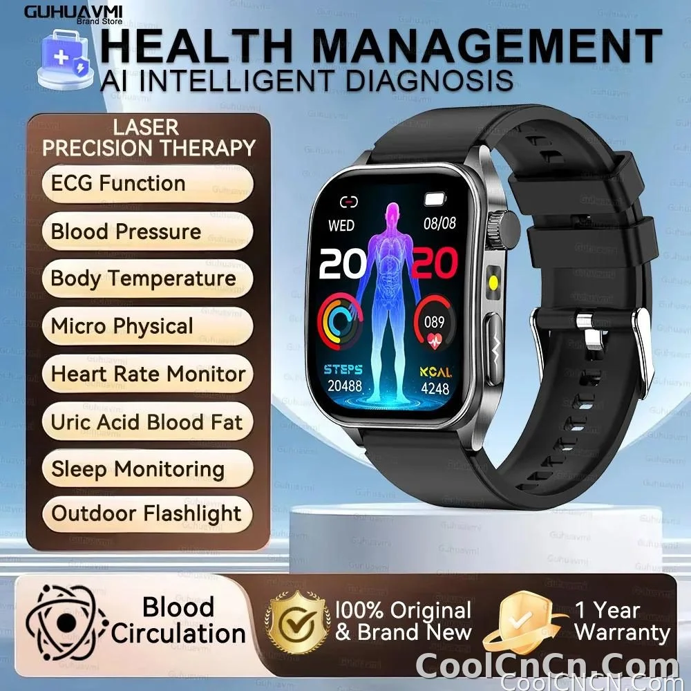 CoolWiz New Laser Therapy Smart Watch, ECG+PPG, Men’s 3D Curved Design, Sapphire Glass, Blood Pressure, Uric Acid, Lipids Monitoring, Sports smartwatch for outdoor activities and daily use - detail