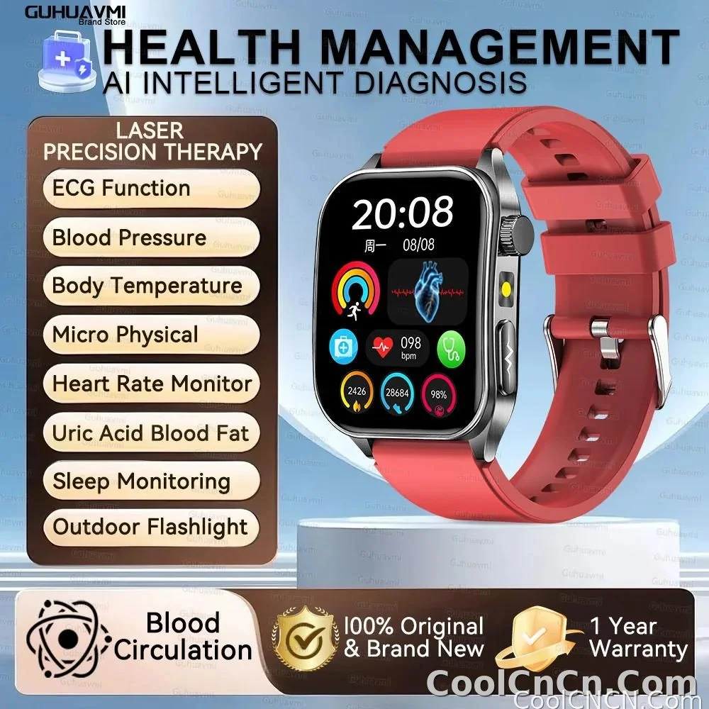 CoolWiz New Laser Therapy Smart Watch, ECG+PPG, Men’s 3D Curved Design, Sapphire Glass, Blood Pressure, Uric Acid, Lipids Monitoring, Sports smartwatch for outdoor activities and daily use - detail