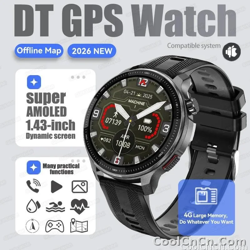 CoolWiz Smartwatch with built-in GPS, offline maps, 4GB memory, 3ATM water resistance, 500mAh battery, compass, call making, sports swimming band for outdoor activities and everyday use - detail