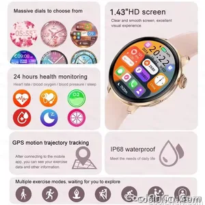 CoolWiz New Women’s Smart Watch, 1.43″ AMOLED HD Screen, GPS, Heart Rate Monitor, Bluetooth Calling, Waterproof, Outdoor Smart Watch for Women, Suitable for Sports, Outdoor Activities, and Daily Use - view 1