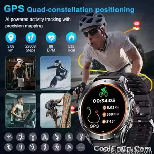 CoolWiz 025 Professional Sports Smart Watch, Military-Grade, Dual-Band GPS Positioning for Men, 10 ATM Water Resistance, 1000 mAh Battery, Compass Bracelet, Compatible with iOS—Ideal for Outdoor Sports and Everyday Use - view 3