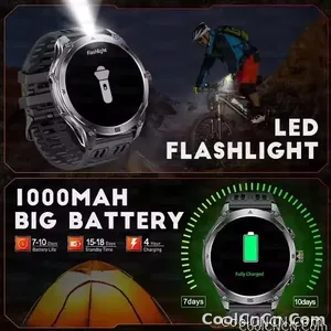 CoolWiz 025 Professional Sports Smart Watch, Military-Grade, Dual-Band GPS Positioning for Men, 10 ATM Water Resistance, 1000 mAh Battery, Compass Bracelet, Compatible with iOS—Ideal for Outdoor Sports and Everyday Use - view 7