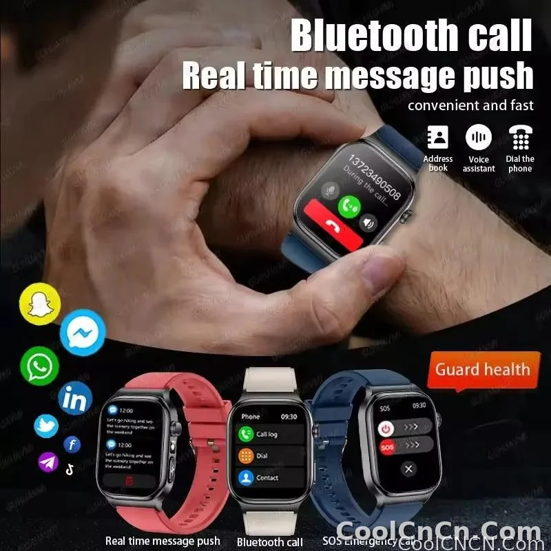 CoolWiz Health Blood Pressure ECG + PPG Monitor Smartwatch for Men — uric acid, blood fat, five organ monitoring, call capability, health tracker, compatible with iOS, suitable for outdoor sports and daily use - detail