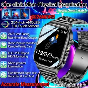 CoolWiz Health Blood Pressure ECG + PPG Monitor Smartwatch for Men — uric acid, blood fat, five organ monitoring, call capability, health tracker, compatible with iOS, suitable for outdoor sports and daily use - view 1