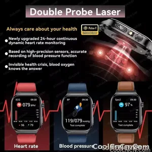 CoolWiz Health Blood Pressure ECG + PPG Monitor Smartwatch for Men — uric acid, blood fat, five organ monitoring, call capability, health tracker, compatible with iOS, suitable for outdoor sports and daily use - view 6