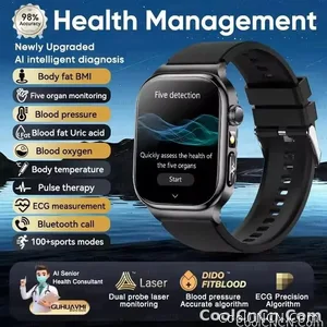 CoolWiz Health Blood Pressure ECG + PPG Monitor Smartwatch for Men — uric acid, blood fat, five organ monitoring, call capability, health tracker, compatible with iOS, suitable for outdoor sports and daily use - view 8