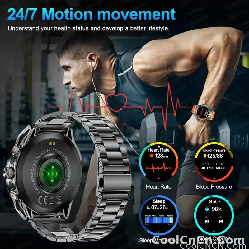 CoolWiz Smart Watch Military Grade with GPS for Men, 1000mAh Battery, 10 ATM Water Resistance, Compass, Blood Pressure Monitor, Call Function, Sports Smart Watch for Outdoor Activities and Everyday Use - detail