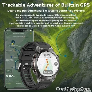 CoolWiz New Outdoor Military Smart Watch for Men with GPS, 3 ATM water resistance, AMOLED sports mode, 730 mAh battery, compass; fitness smartwatch for daily outdoor sports use - view 4