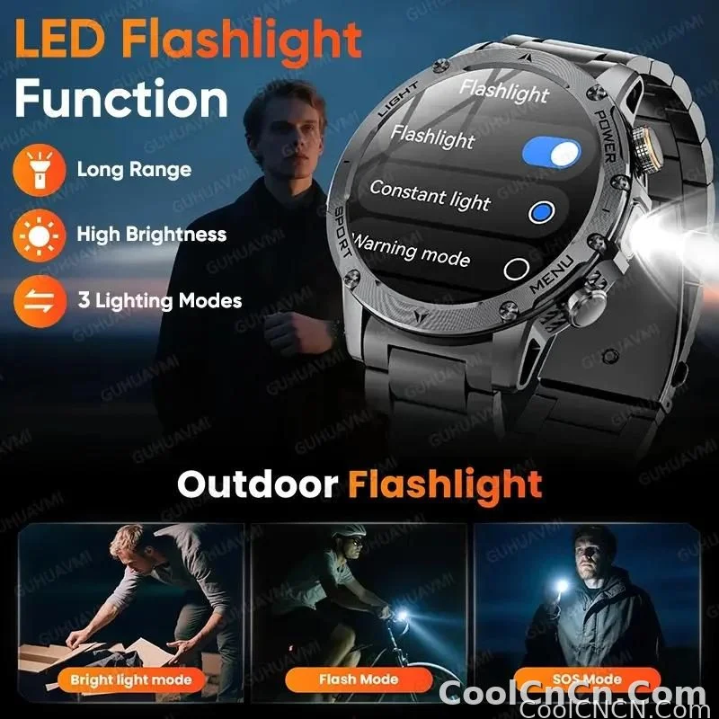 CoolWiz Original T Rex 3 Ultra Military GPS smartwatch with trajectory tracking and compass, 1000 mAh battery, 5 ATM water resistance; smart sports watch for men and women, suitable for outdoor sports and everyday use - detail