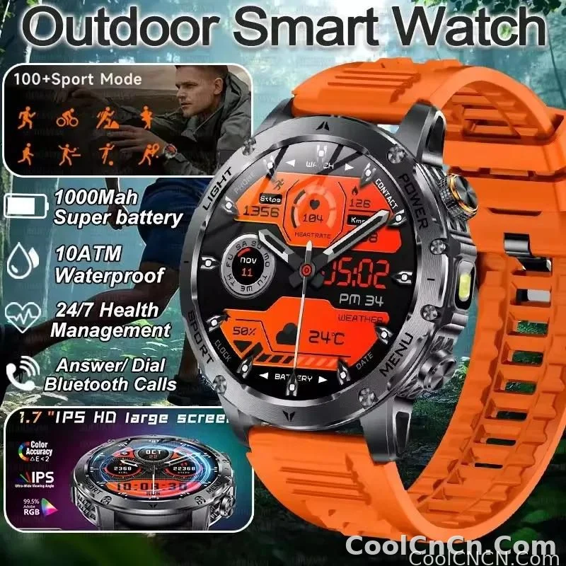 CoolWiz Original T Rex 3 Ultra Military GPS smartwatch with trajectory tracking and compass, 1000 mAh battery, 5 ATM water resistance; smart sports watch for men and women, suitable for outdoor sports and everyday use - detail