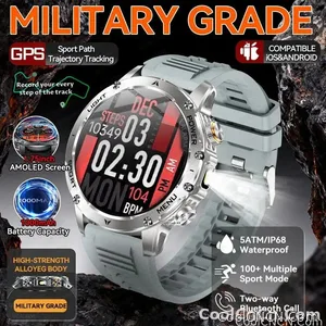 CoolWiz Original T Rex 3 Ultra Military GPS smartwatch with trajectory tracking and compass, 1000 mAh battery, 5 ATM water resistance; smart sports watch for men and women, suitable for outdoor sports and everyday use - view 3