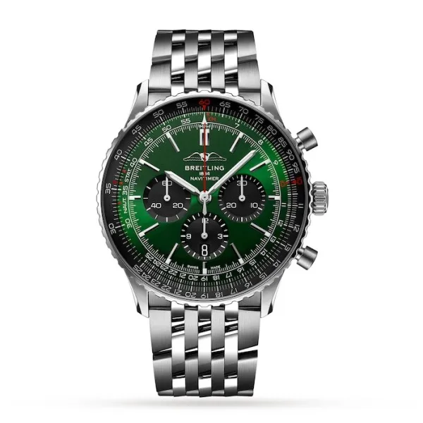 Breitling Navitimer Men Automatic Green Stainless Steel Watch AB0137241L1A1